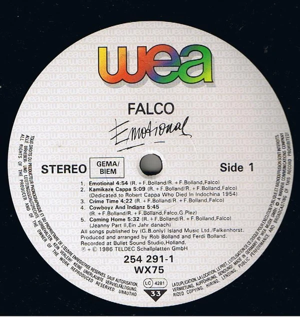 Falco - Emotional (LP, Album) - Image 2