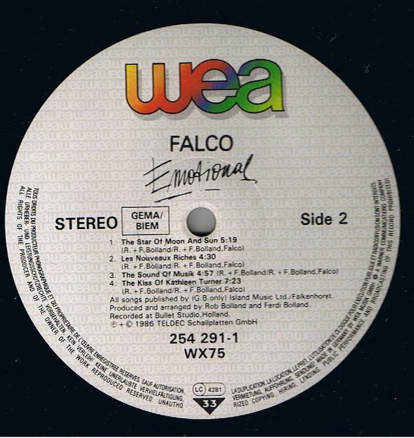 Falco - Emotional (LP, Album) - Image 3