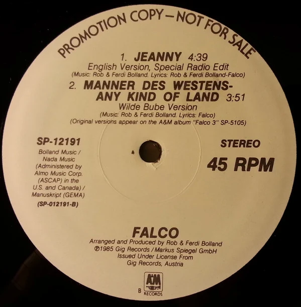 Falco - Jeanny (12", Promo) - Image 2