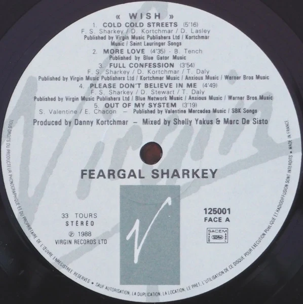 Feargal Sharkey - Wish (LP, Album) - Image 3