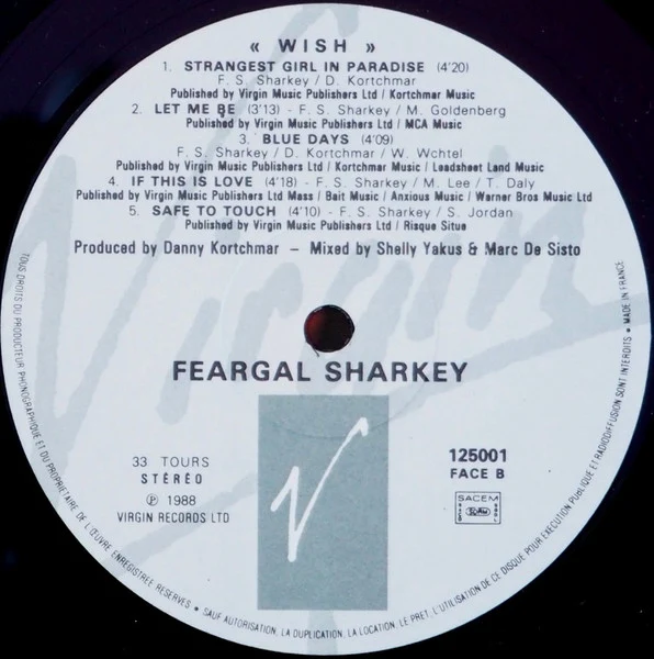 Feargal Sharkey - Wish (LP, Album) - Image 4