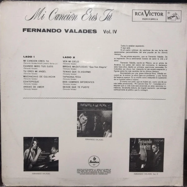 Fernando Valadés - Mi Canción Eres Tú Vol. IV (LP, Comp) - Image 2