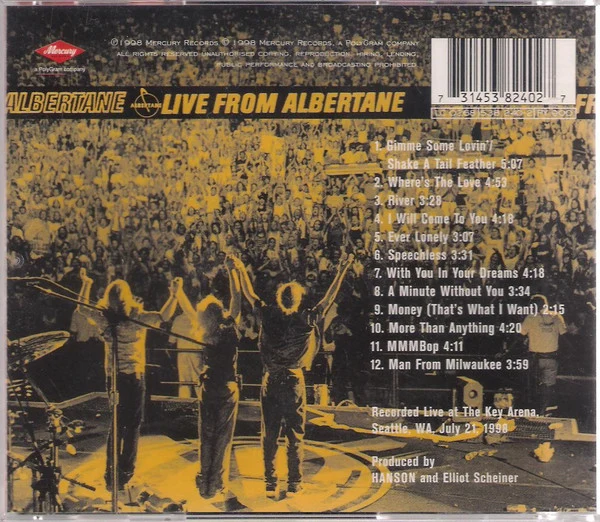 Hanson - Live From Albertane (CD, Album) - Image 2