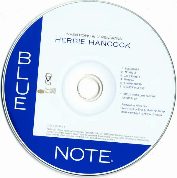 Herbie Hancock - Inventions & Dimensions (CD, Album, RE, RM) - Image 3
