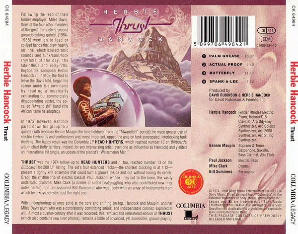 Herbie Hancock - Thrust (CD, Album, RE, RM) - Image 2