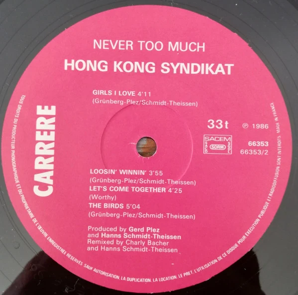 Hongkong Syndikat - Never Too Much (LP, Album) - Image 4