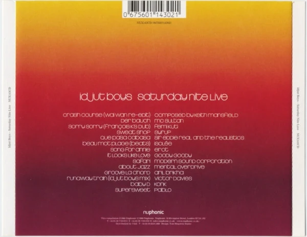 Idjut Boys - Saturday Nite Live (CD, Comp, Mixed) - Image 4