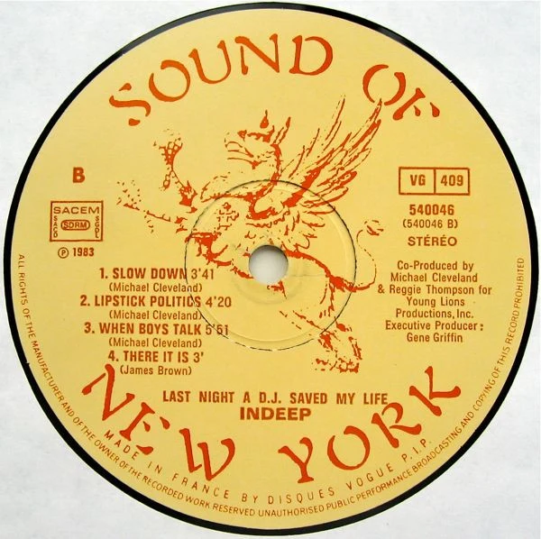 Indeep - Last Night A D.J. Saved My Life! (LP, Album) - Image 4