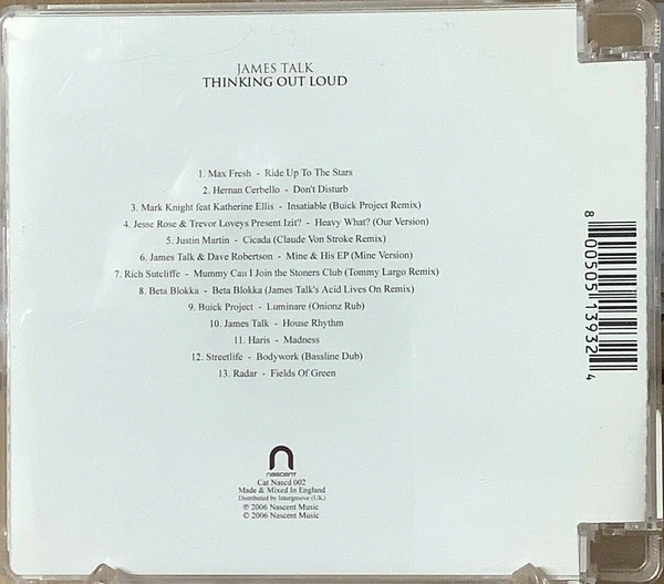 James Talk - Thinking Out Loud (CD, Comp, Mixed) - Image 2