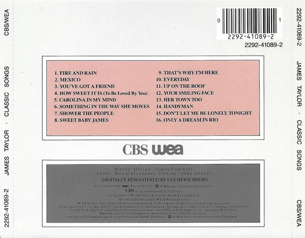 James Taylor (2) - Classic Songs (CD, Comp, RE, RM) - Image 4