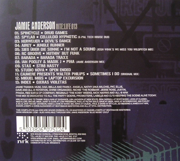 Jamie Anderson - Nite:Life 013 (CD, Comp, Mixed) - Image 2