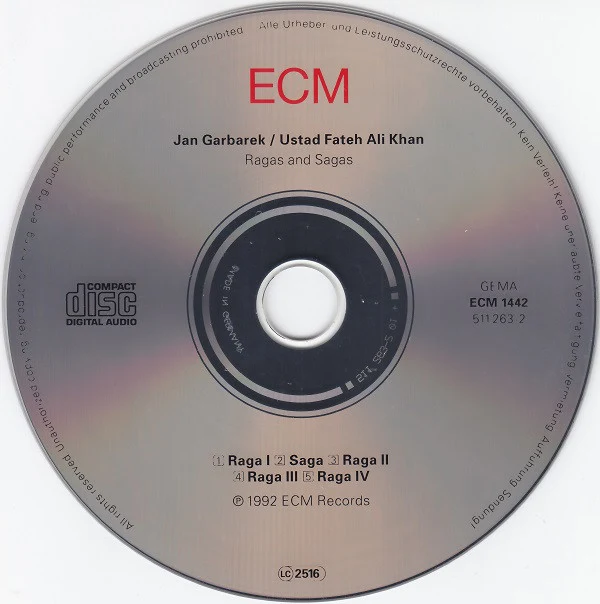 Jan Garbarek / Ustad Fateh Ali Khan & Musicians From Pakistan - Ragas And Sagas (CD, Album) - Image 4
