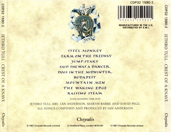 Jethro Tull - Crest Of A Knave (CD, Album, RP) - Image 2