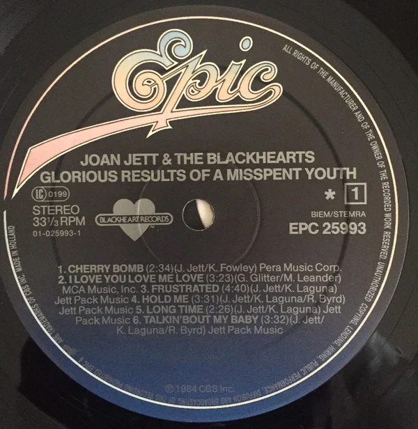 Joan Jett And The Blackhearts* - Glorious Results Of A Misspent Youth (LP, Album) - Image 3