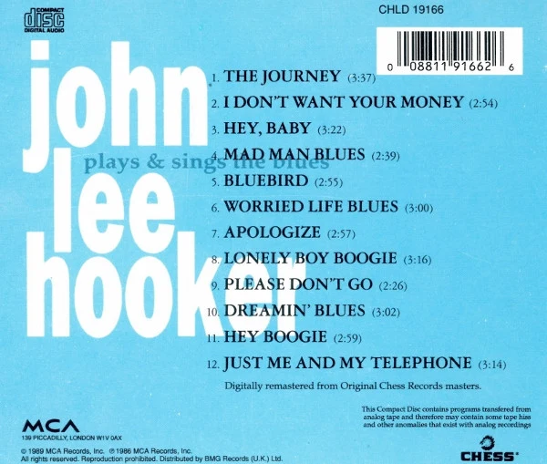 John Lee Hooker - Plays & Sings The Blues (CD, Album, RE, RM) - Image 2