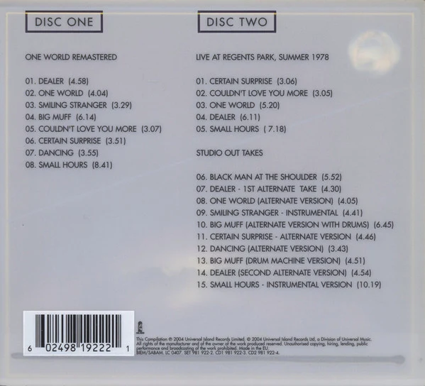 John Martyn - One World (CD, Album, RE, RM + CD + Dlx) - Image 2