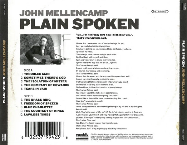 John Mellencamp* - Plain Spoken (CD, Album) - Image 2