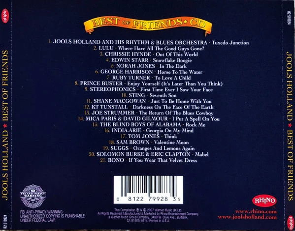 Jools Holland - Best Of Friends (CD, Album, Comp) - Image 2
