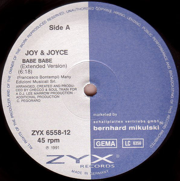 Joy & Joyce - Babe Babe (12", Maxi) - Image 2