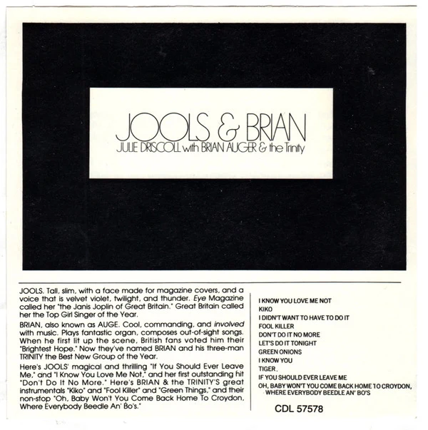 Julie Driscoll, Brian Auger & The Trinity - Jools & Brian (CD, Album, RE) - Image 2