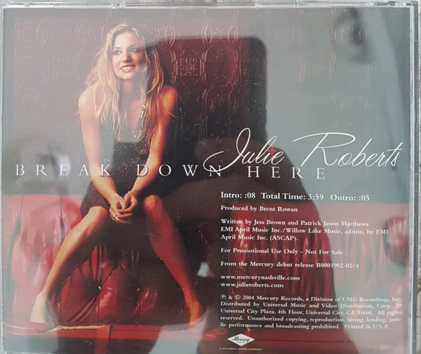 Julie Roberts - Break Down Here (CD, Single, Promo) - Image 2