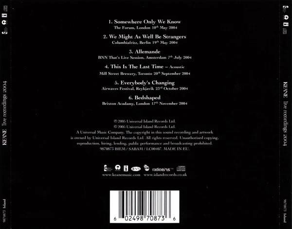 Keane - Live Recordings 2004 (CD, EP) - Image 2