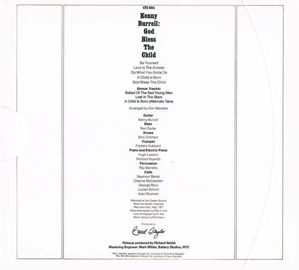 Kenny Burrell - God Bless The Child (CD, Album, RE, RM, Car) - Image 5