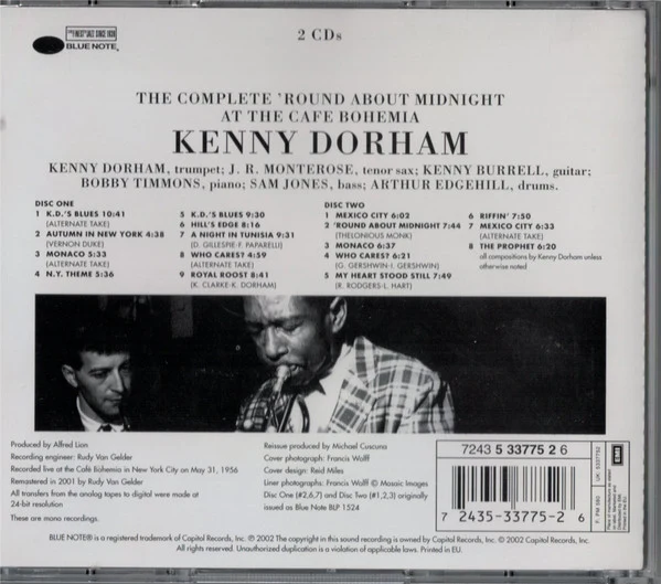 Kenny Dorham - The Complete 'Round About Midnight At The Cafe Bohemia (2xCD, Comp, Mono, RE, RM) - Image 2