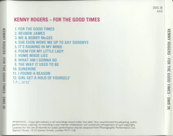 Kenny Rogers - For The Good Times (CD, Comp) - Image 2