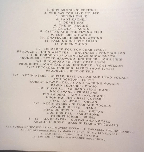 Kevin Ayers - Singing The Bruise (The BBC Sessions 1970-72) (CD, RE) - Image 4