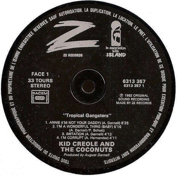 Kid Creole And The Coconuts - Tropical Gangsters (LP, Album) - Image 3