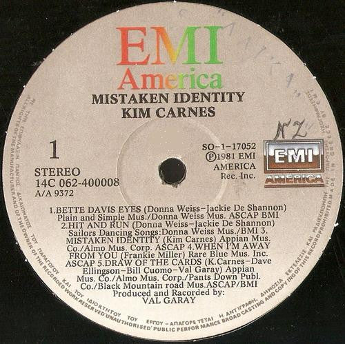 Kim Carnes - Mistaken Identity (LP, Album) - Image 3
