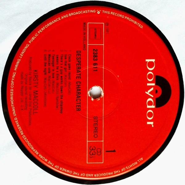 Kirsty MacColl - Desperate Character (LP, Album) - Image 3