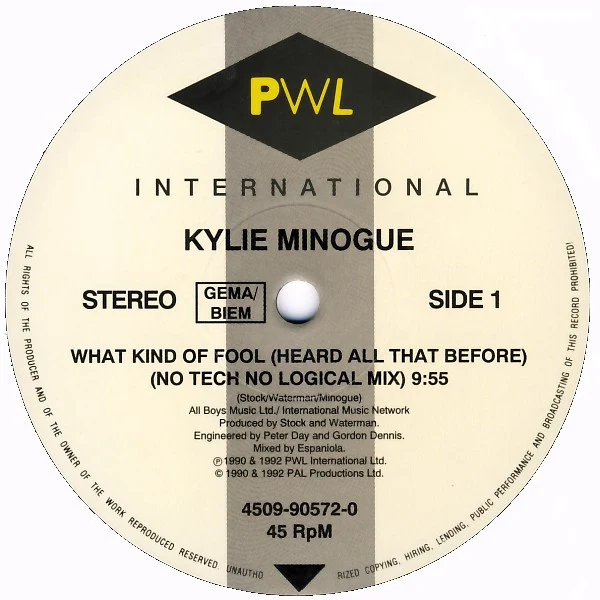 Kylie Minogue - What Kind Of Fool (12", Single) - Image 3