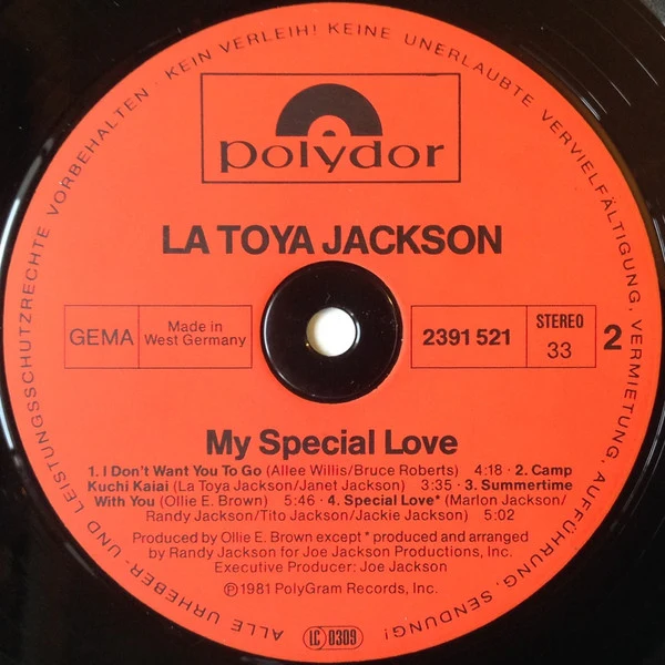 La Toya Jackson - My Special Love (LP, Album) - Image 4