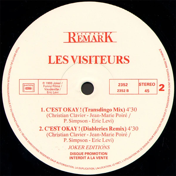 Les Visiteurs - C'est Okay! (Remix) (12", Maxi, Promo) - Image 3