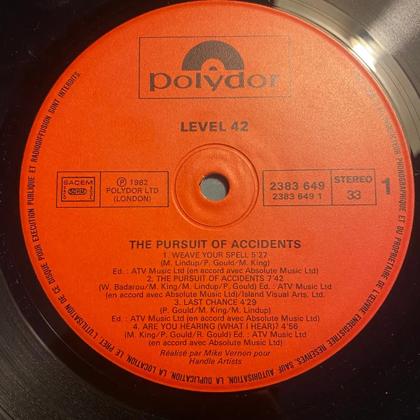 Level 42 - The Pursuit Of Accidents (LP, Album) - Image 4