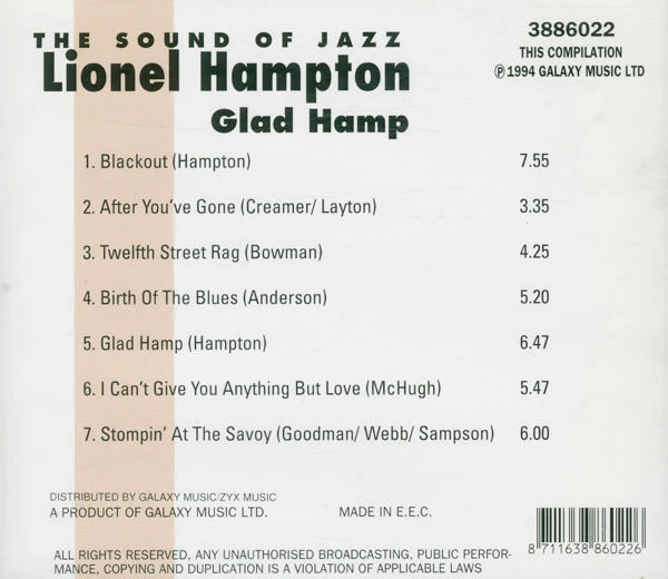 Lionel Hampton - Glad Hamp (CD, Album, RE) - Image 2
