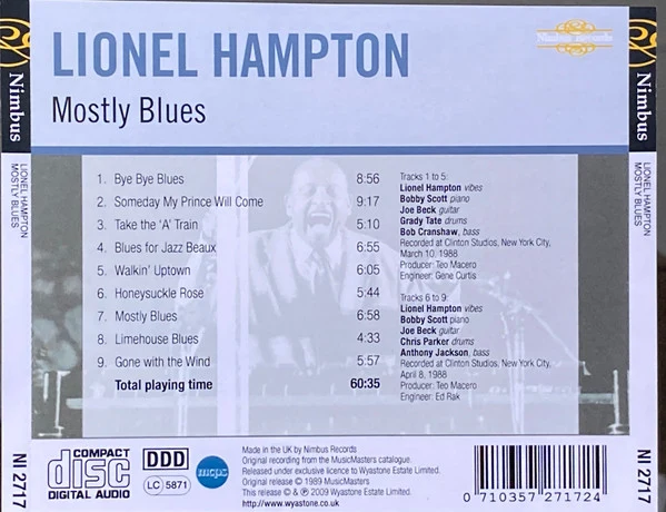 Lionel Hampton - Mostly Blues (CDr, Album, RE) - Image 2