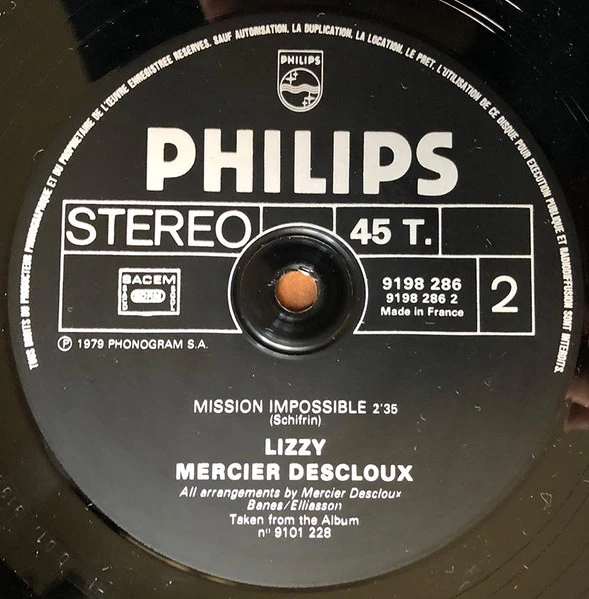 Lizzy Mercier Descloux - Fire / Mission Impossible (12", Maxi) - Image 4
