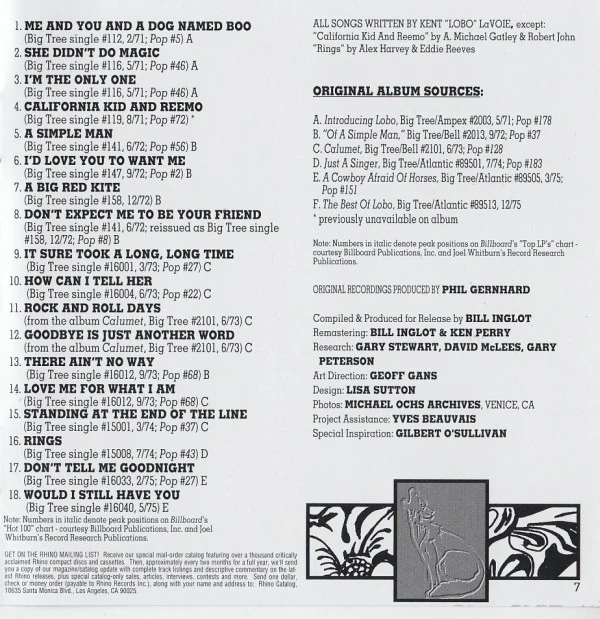 Lobo (3) - The Best Of (CD, Comp, RE) - Image 5