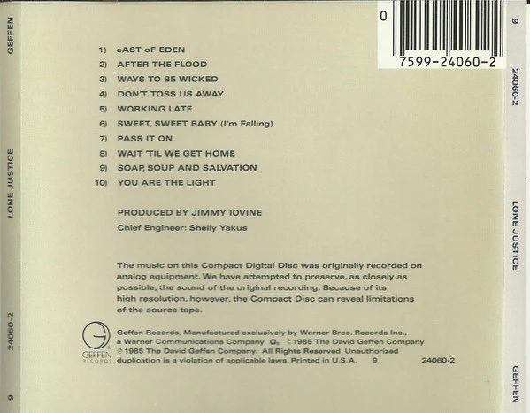 Lone Justice - Lone Justice (CD, Album, RE) - Image 2