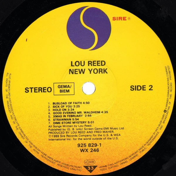 Lou Reed - New York (LP, Album) - Image 4
