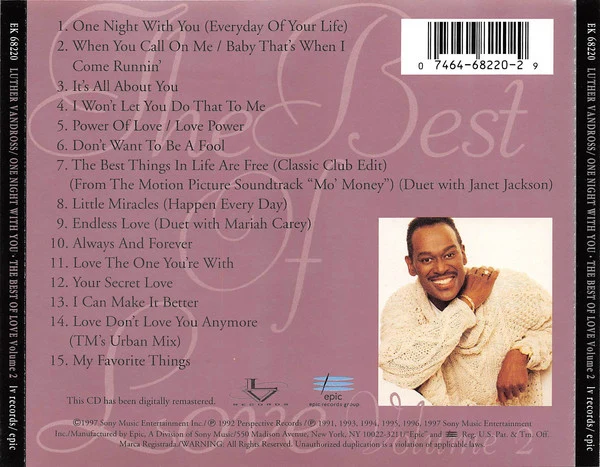 Luther Vandross - One Night With You - The Best Of Love Volume 2 (CD, Comp) - Image 2