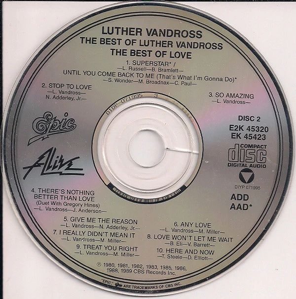 Luther Vandross - The Best Of Luther Vandross...The Best Of Love (2xCD, Album, Comp, RM) - Image 4