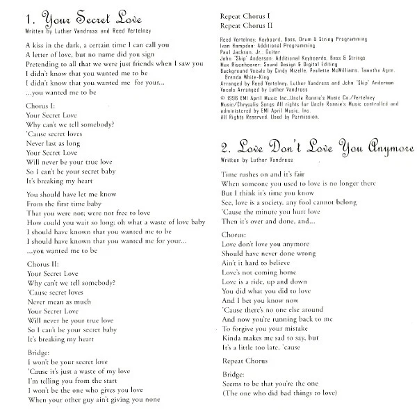 Luther Vandross - Your Secret Love (CD, Album) - Image 4