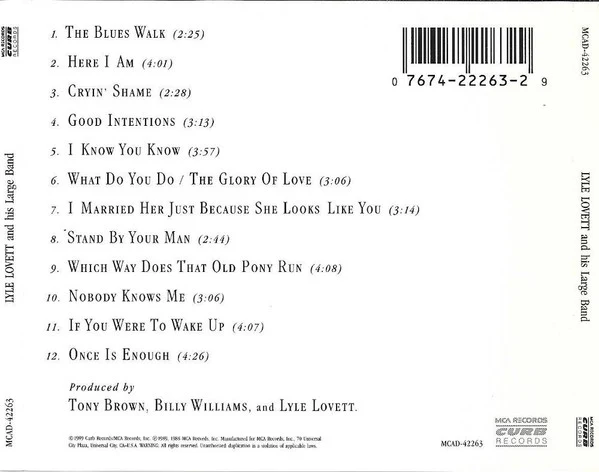 Lyle Lovett And His Large Band - Lyle Lovett And His Large Band (CD, Album) - Image 2