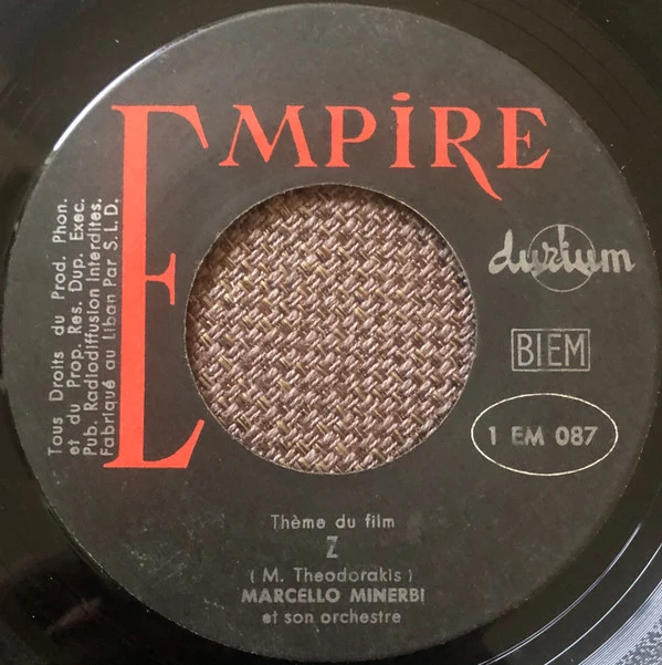 Marcello Minerbi Et Son Orchestre* - Theme Du Film Z / The Windmills Of Your Mind (7")