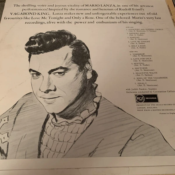 Mario Lanza - The Vagabond King (LP, Album, Mono) - Image 2