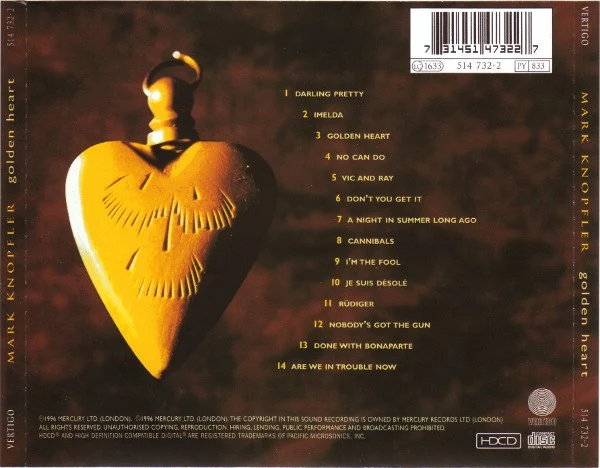 Mark Knopfler - Golden Heart (HDCD, Album, RE) - Image 2